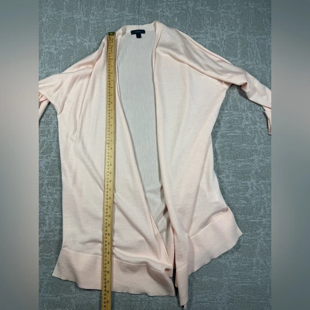 J. Crew 100% Wool Open Front Plush Pink Cardigan Sweater Women Size Medium